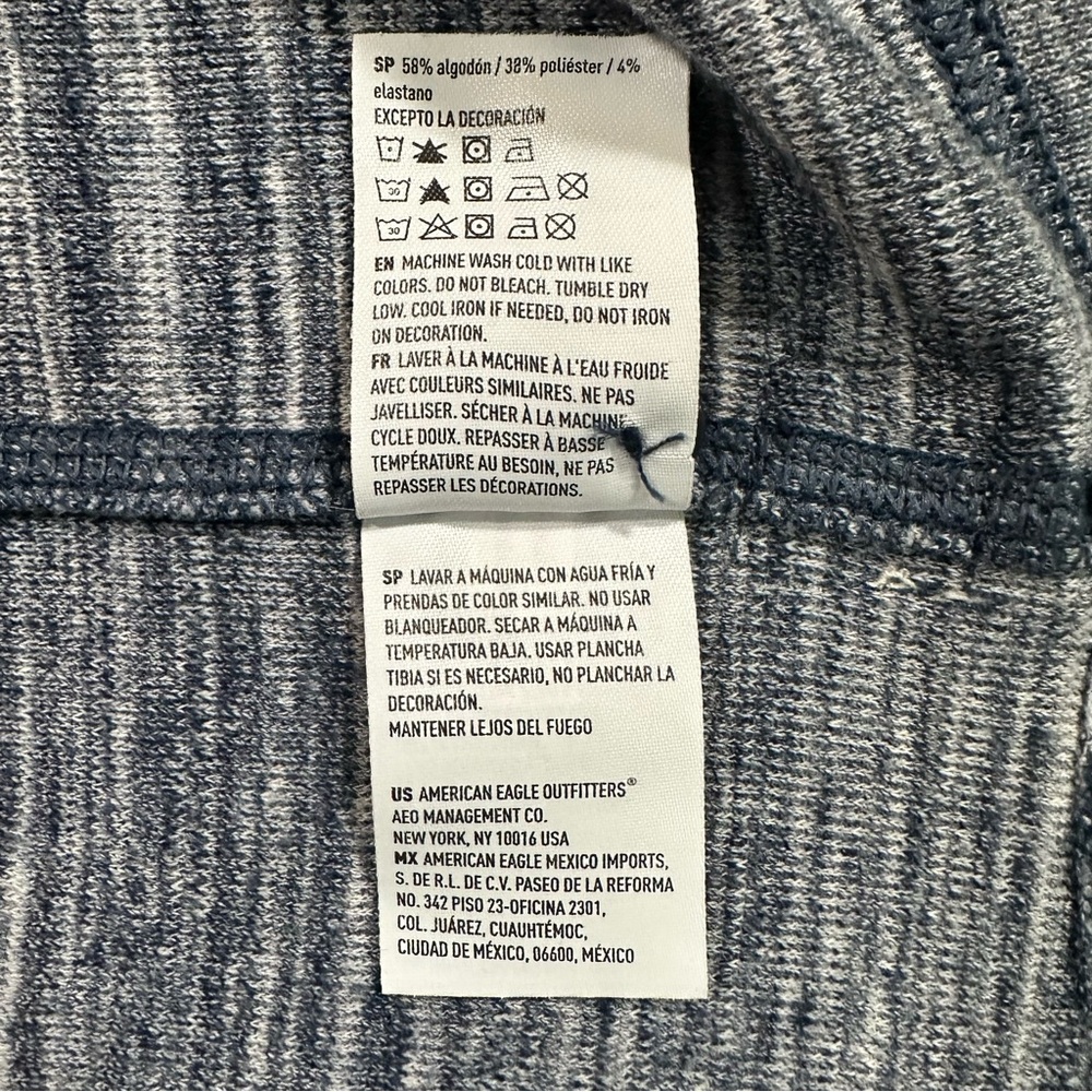 American Eagle Outfitters Mens XL Heather Blue Henley Long Sleeve Shirt - Picture 6 of 7